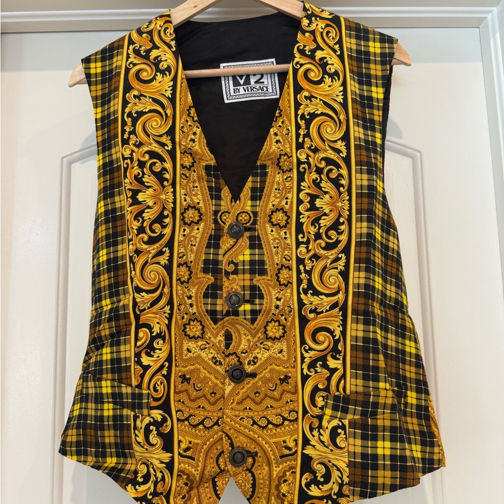 Versace V2 Vintage Gold and Black Baroque Vest